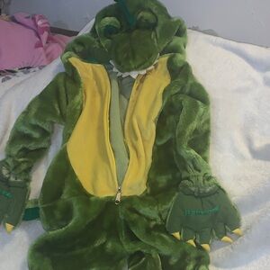 Kids Plush Dinosaur Costume - Green and Yellow